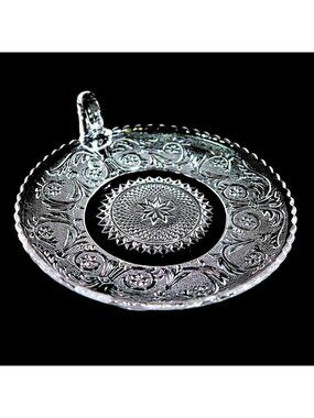 Duncan & Miller Sandwich Glass 6-Inch Round Mint Tray #41 Clear Elegant Pressed